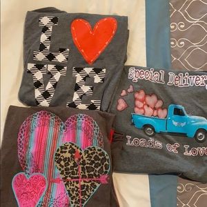 3 Valentine tees size 2X EUC